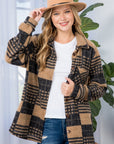 e Luna PLUS Fuzzy Plaid Button Down Shacket