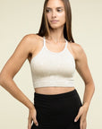 Zenana Washed Ribbed Seamless Cropped Cami Top