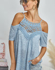 BiBi Front Crochet Lace Adjustable Strap Top