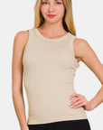 Zenana 2 Way Neckline Washed Ribbed Tank