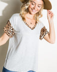 e Luna Striped Animal Print MIx Top