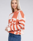 Floral Pattern Drop Shoulder Sweater