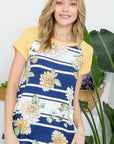 Floral Strip Mix Baseball Top - Online Only - My Pampered Life Seattle