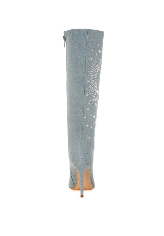 Coastra Rhinestone Embellished Stiletto Boots