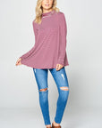 e Luna Striped Jersey Turtle Neck Casual Top