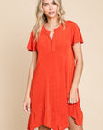 Culture Code Full Size Notched Short Sleeve Dress