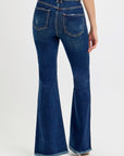 RISEN Tummy Control Frayed Hem Flare Jeans