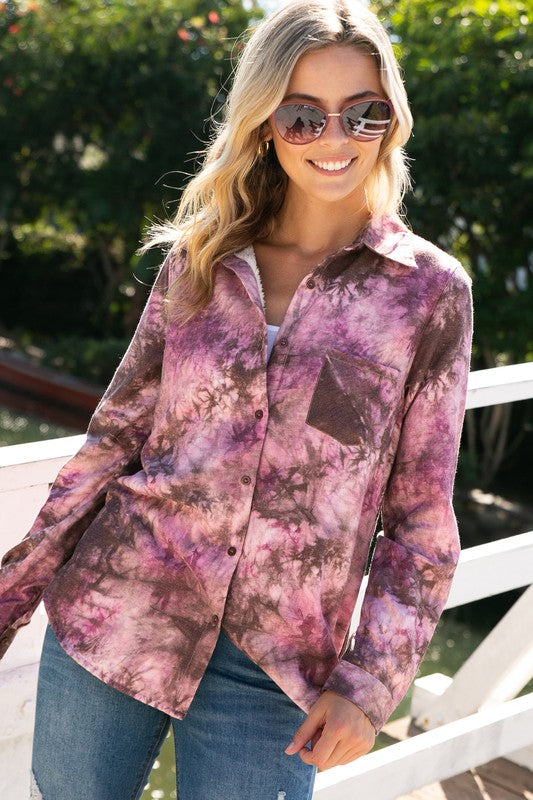 e Luna Plus Tie Dye Button Down Shirts