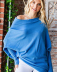 First Love Full Size Asymmetrical Hem Dolman Sleeve Sweater