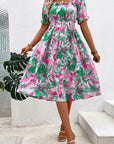 Floral Frill Trim Square Neck Dress - Online Only