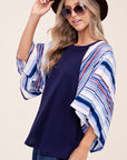 e Luna Waffle Striped Mix Kimono Top