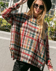 e Luna Plaid Mock Neck Boxy Top