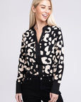 Leopard Notched Neck Blouse