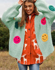 Davi & Dani The Fuzzy Smile Long Bell Sleeve Knit Cardigan