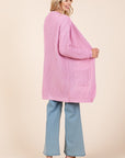 Mittoshop Open Front Long Sleeve Longline Cardigan