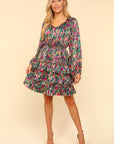 Haptics V-Neck Satin Floral Layered Dress