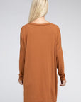 Zenana Dolman Long Sleeve V-Neck Side Slit Hi-Low Hem Top