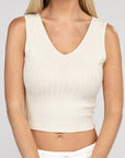 Zenana Ribbed Scoop Neck Cropped Sleeveless Top