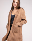 Zenana Hooded Open Front Sweater Cardigan