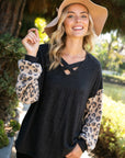 e Luna Animal Mixed Volume Sleeve Top