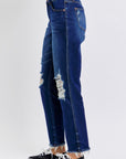 Judy Blue Full Size High Waist Rigid Magic Heavy Destroy Straight Jeans