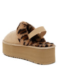 Kutchu Leopard Faux Fur Platform Classic Slingback