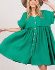 SAGE + FIG Full Size Button Up Short Sleeve Dress