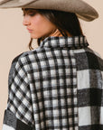 BiBi Plaid Fleece Button Down Long Sleeve Shirt