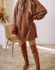 Cable Knit Drop Shoulder Sweater Dress