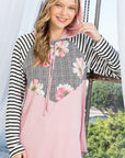 e Luna PLUS Floral Striped Sweatshirt