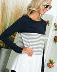 e Luna PLUS Solid Striped Colorblock Top