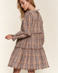 And The Why Full Size Washed Frayed Tiered Plaid Dress