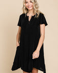 Culture Code Full Size Notched Short Sleeve Dress