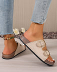 Leah Buckle Faux Suede Slippers