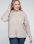 Zenana Plus Ribbed Brushed Melange Hacci Sweater