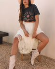 Lace Cascading Tiered High Waist Maxi Skirt