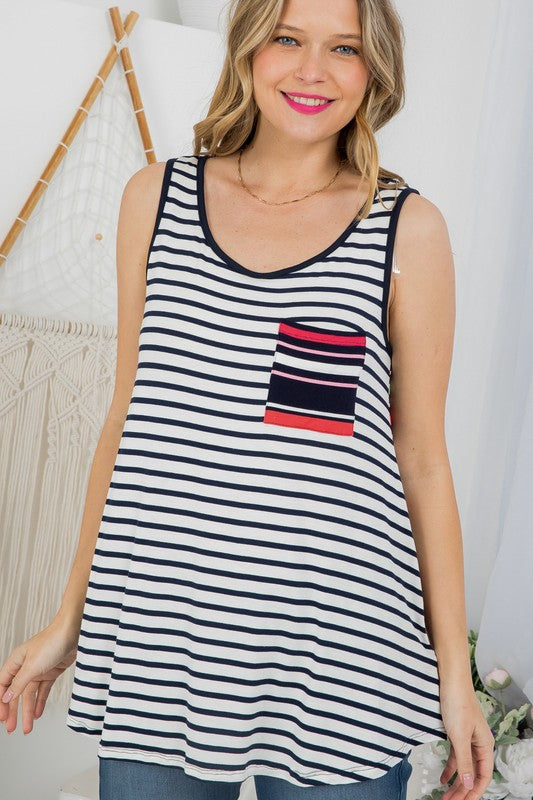 e Luna PLUS Mixed Striped Tank Top