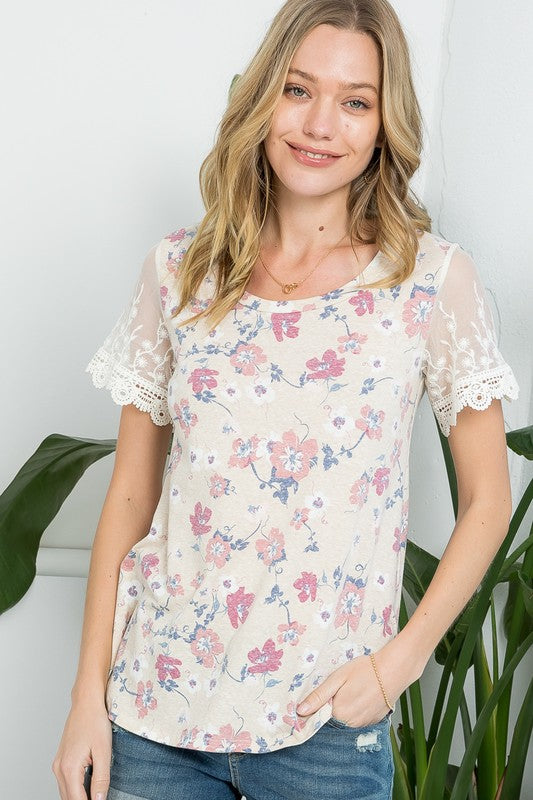 Floral Embroidery Lace Top