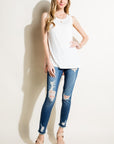 e Luna Solid Striped Mixed Tank