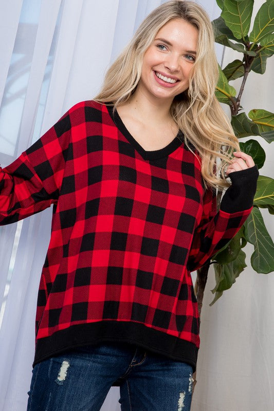 Cozy Buffalo Check Top - Online Only