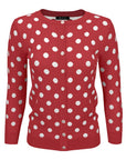 Polka Dot Jacquard 3/4 Sleeve Sweater Cardigan