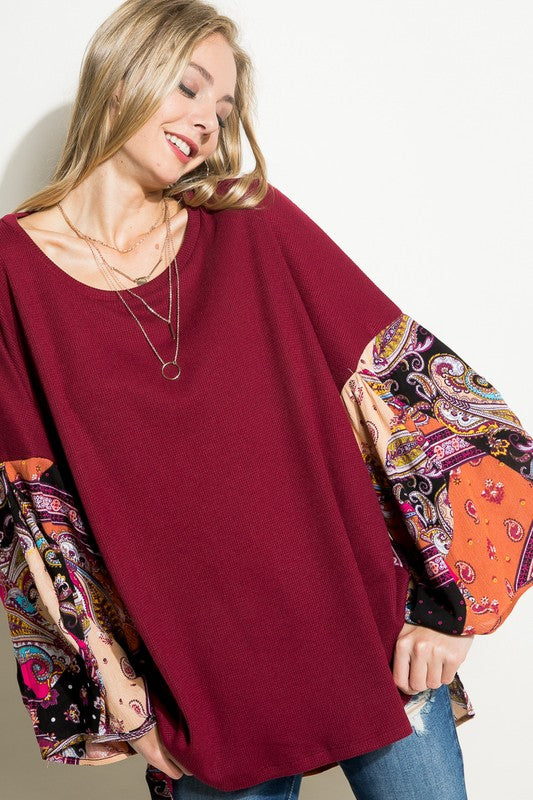 Paisley Volume Sleeve Top - Online Only