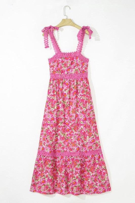 Ashlyn Floral Lace Tied Strap Empire Waist Maxi Dr