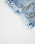 Western Embroidered Studded Denim Shorts