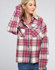 Pink Plaid Front Pocket Shacket