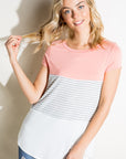 e Luna Rib Striped Solid Block Top