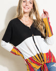 e Luna Brushed Hacci Striped Casual Top