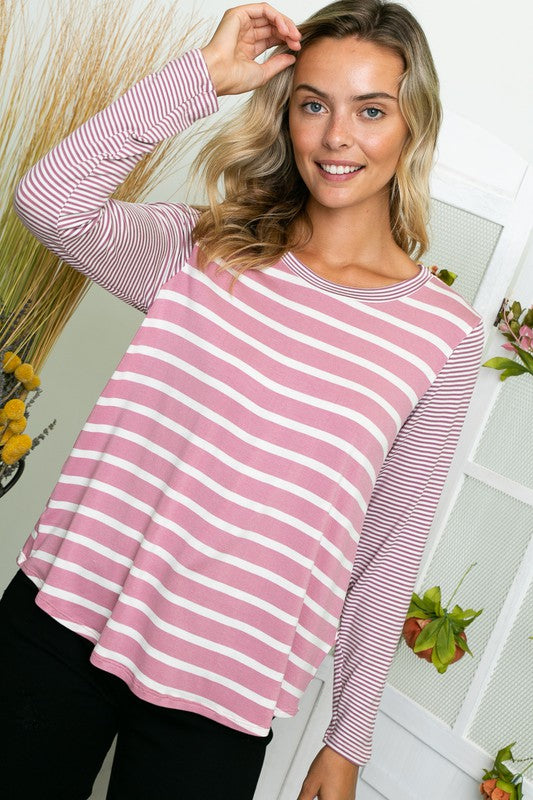 e Luna Striped Long Sleeve Top