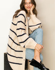 HYFVE Made for Style Oversized Striped Sweater Cardigan