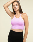 Zenana Washed Ribbed Seamless Cropped Cami Top